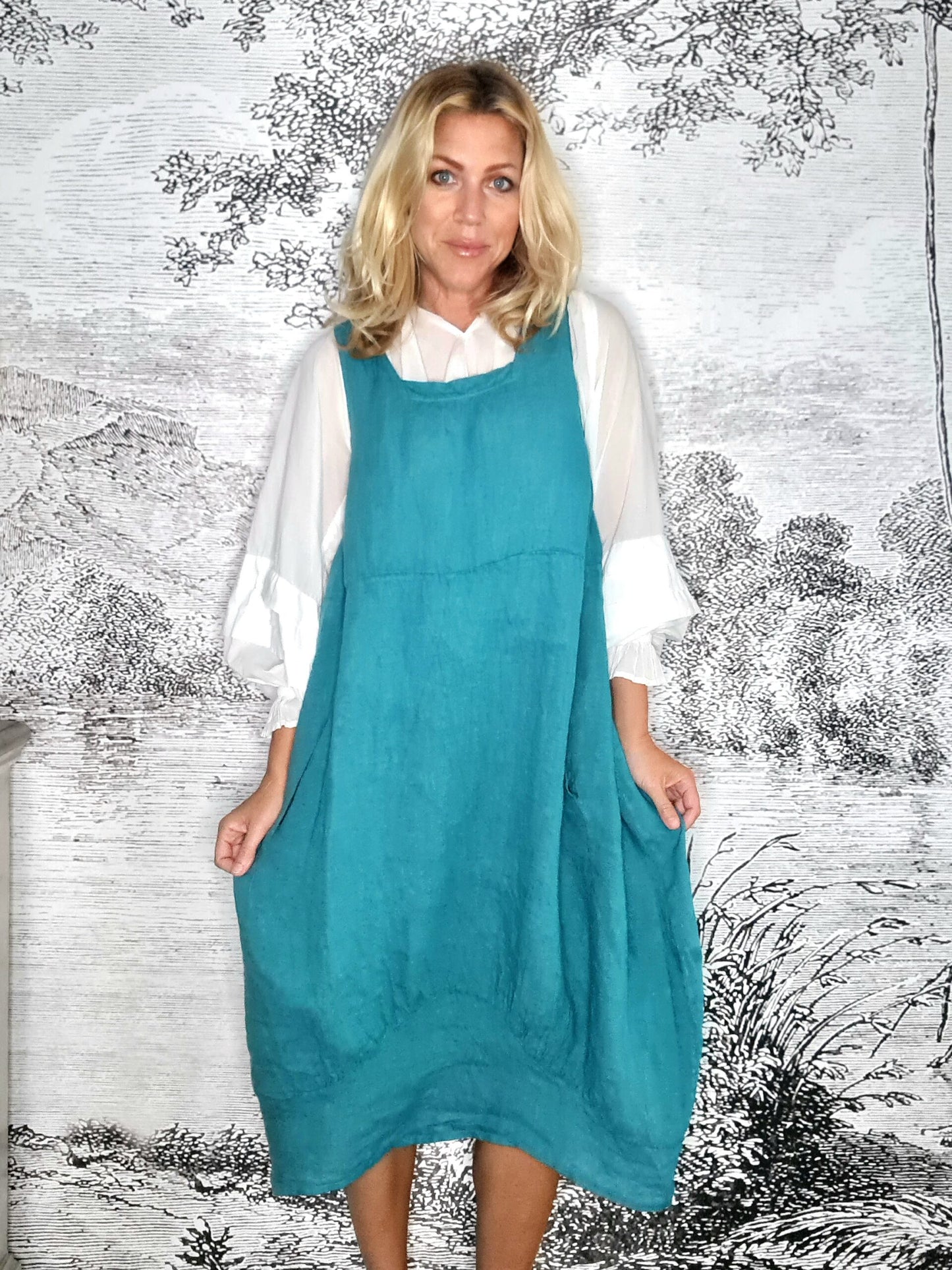 Teal Plain Maxi Tank Dress