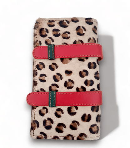 Hey Herbee Double Hug Strap Wallet-AE1605-Red-Light Tan Round Leopard