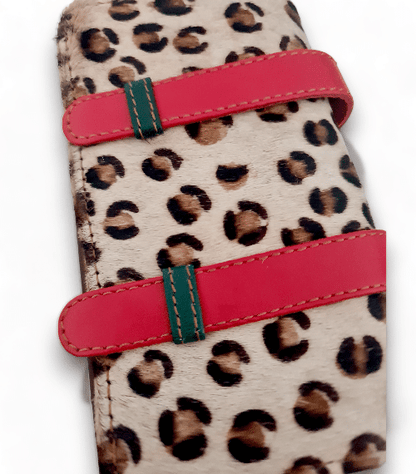 Hey Herbee Double Hug Strap Wallet-AE1605-Red-Light Tan Round Leopard