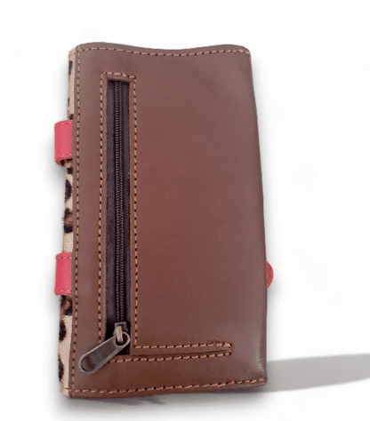 Hey Herbee Double Hug Strap Wallet-AE1605-Red-Light Tan Round Leopard
