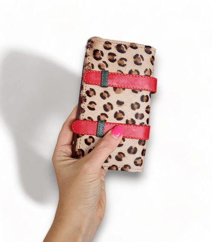 Hey Herbee Double Hug Strap Wallet-AE1605-Red-Light Tan Round Leopard