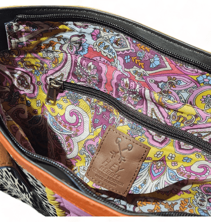 Hey Herbee Parade Shopper Leather Bag-AE1935 Blk/Wht Mini Print-Pink Stripe