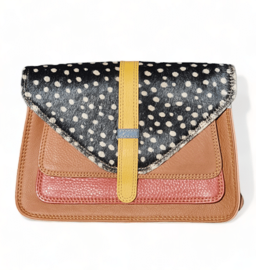 Hey Herbee Figaro Leather Bag-AE1919 Mustard Tangerine-Blk/Wht Dot