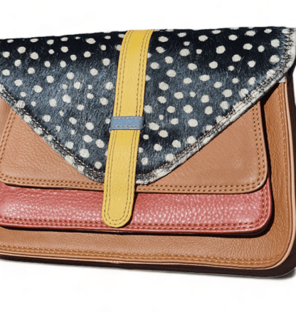 Hey Herbee Figaro Leather Bag-AE1919 Mustard Tangerine-Blk/Wht Dot