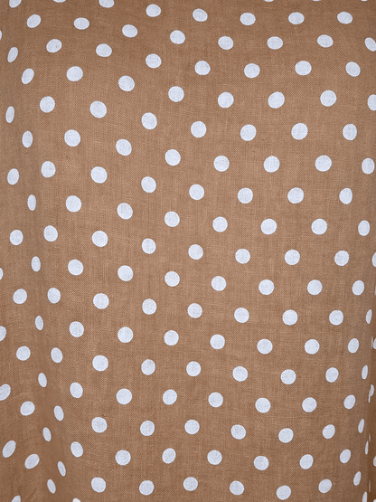 Caramel Polka Dot Button Sleeve Hem Dress