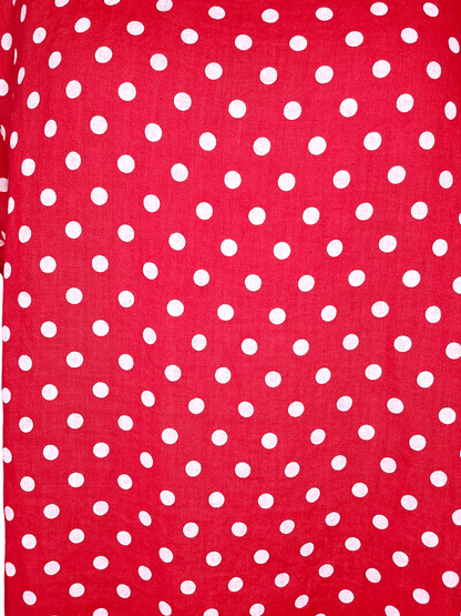 Red Polka Dot Button Sleeve Hem Dress