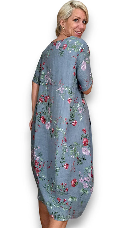 Petrol Lingonberry Mid Sleeve Maxi Dress