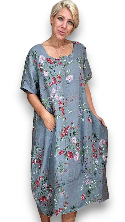 Petrol Lingonberry Mid Sleeve Maxi Dress