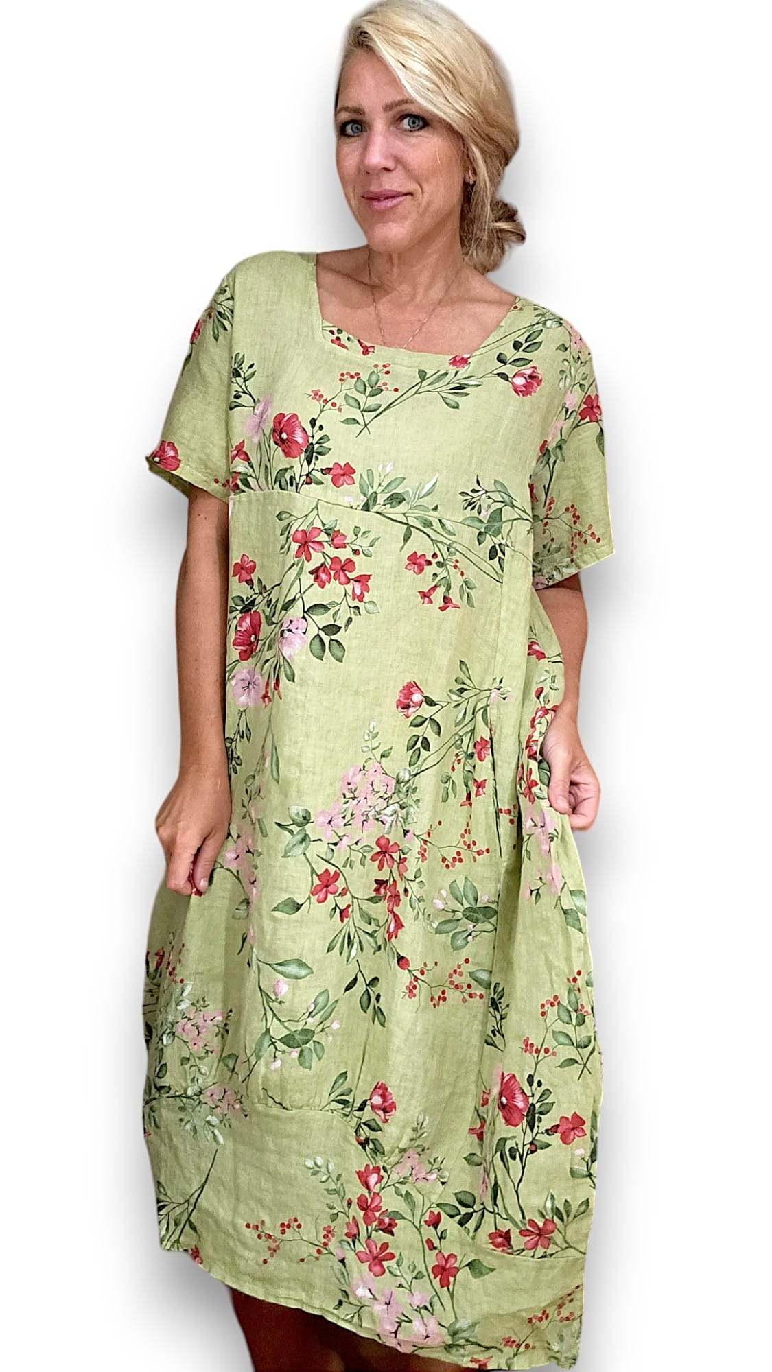 Lime Lingonberry Mid Sleeve Maxi Dress