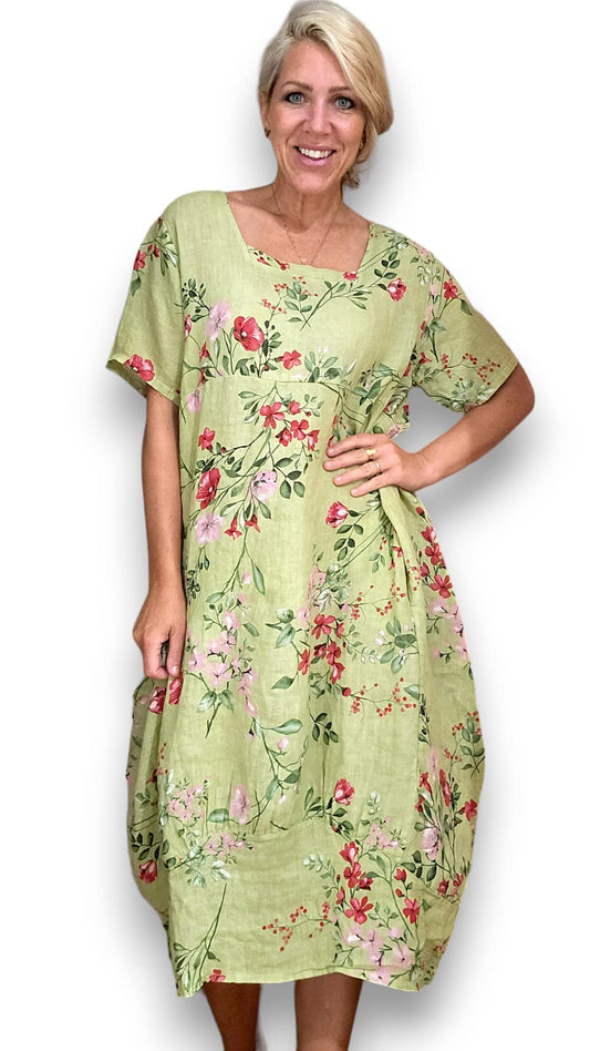 Lime Lingonberry Mid Sleeve Maxi Dress