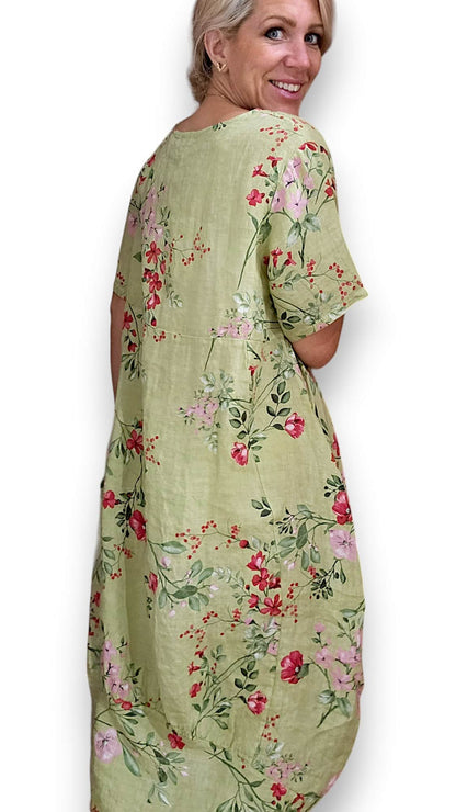 Lime Lingonberry Mid Sleeve Maxi Dress