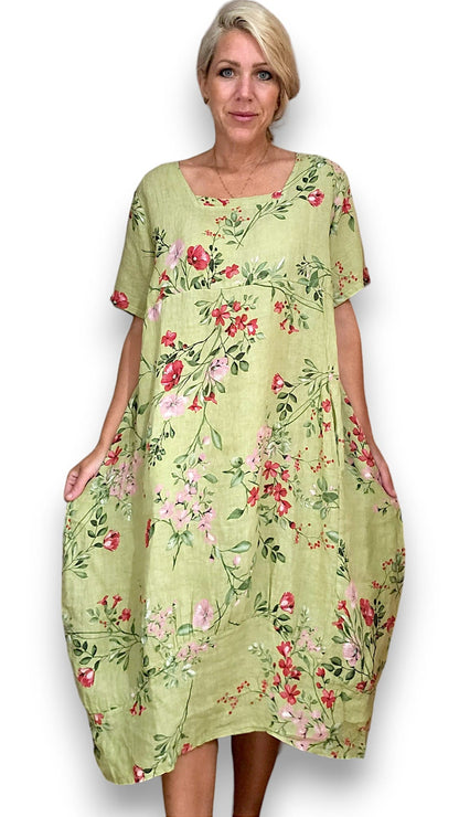 Lime Lingonberry Mid Sleeve Maxi Dress