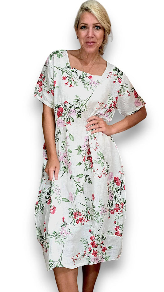 White Lingonberry Mid Sleeve Maxi Dress