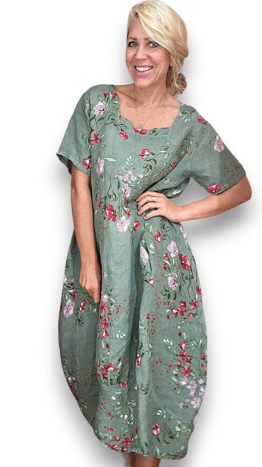 Sage Lingonberry Mid Sleeve Maxi Dress