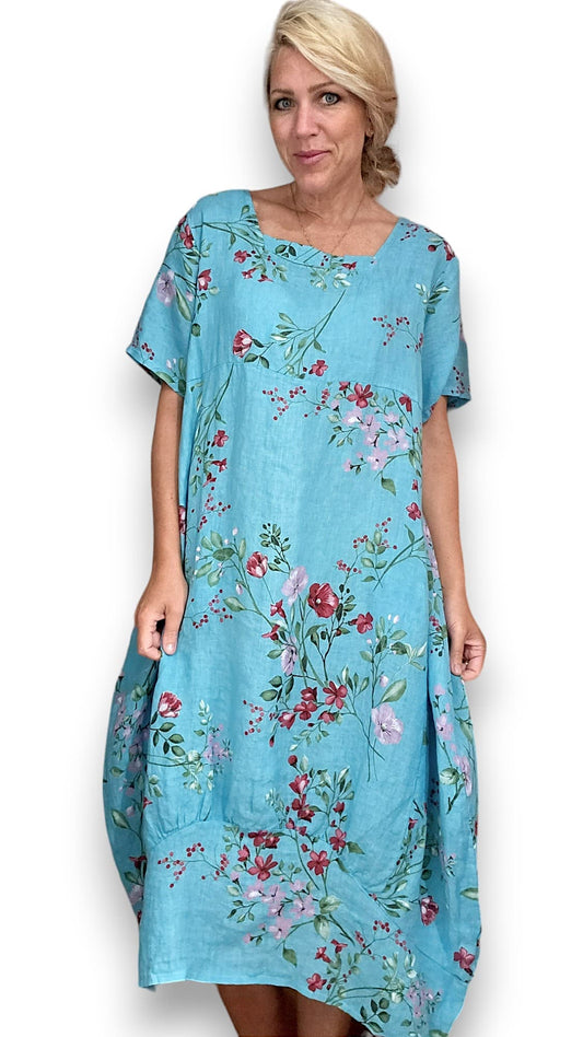 Turquoise Lingonberry Mid Sleeve Maxi Dress