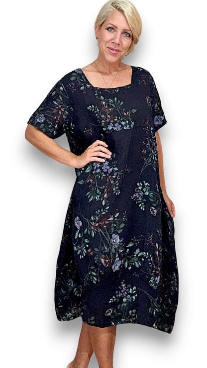 Navy Lingonberry Mid Sleeve Maxi Dress