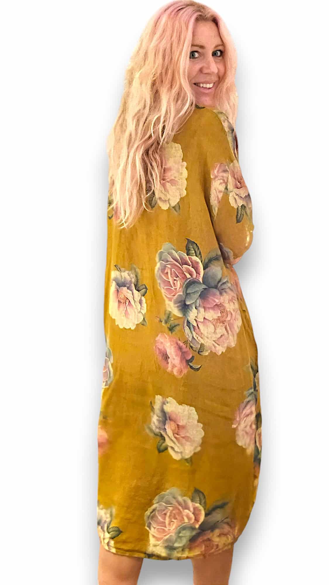 Mustard Ombre Peony Easy Peasy T-Shape Dress