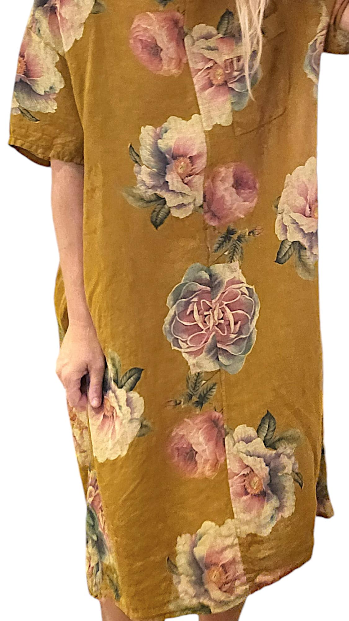 Mustard Ombre Peony Easy Peasy T-Shape Dress