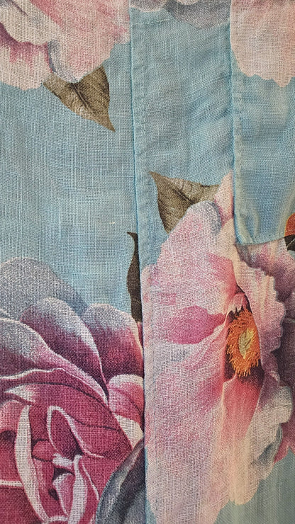 Baby Blue Ombre Peony Easy Peasy T-Shape Dress