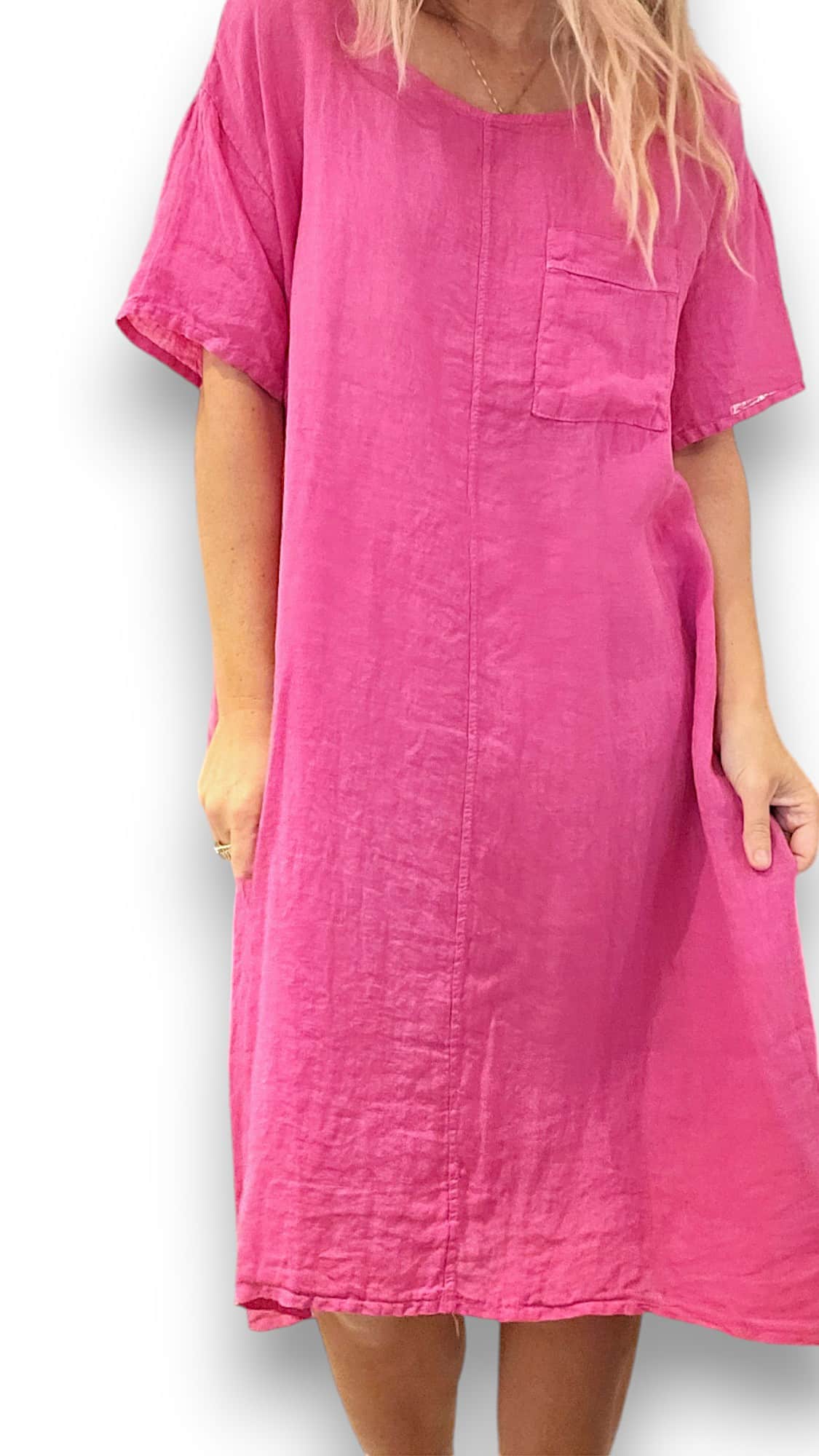 Hot Pink Plain Easy Peasy T-Shape Dress