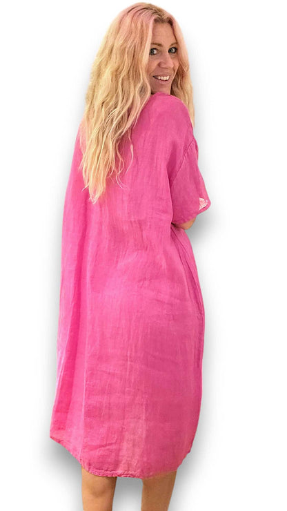 Hot Pink Plain Easy Peasy T-Shape Dress