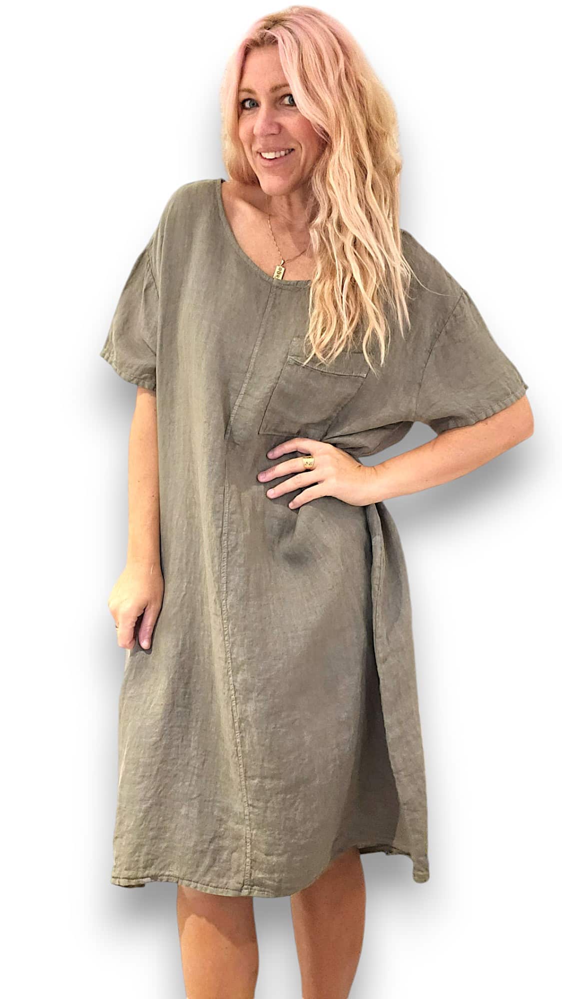 Mocha Plain Easy Peasy T-Shape Dress