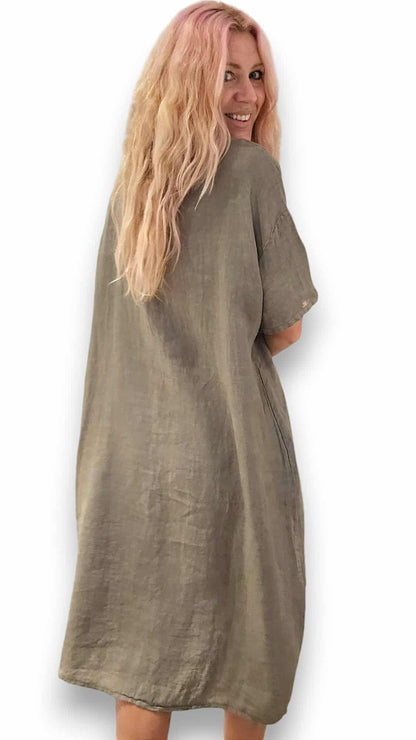 Mocha Plain Easy Peasy T-Shape Dress