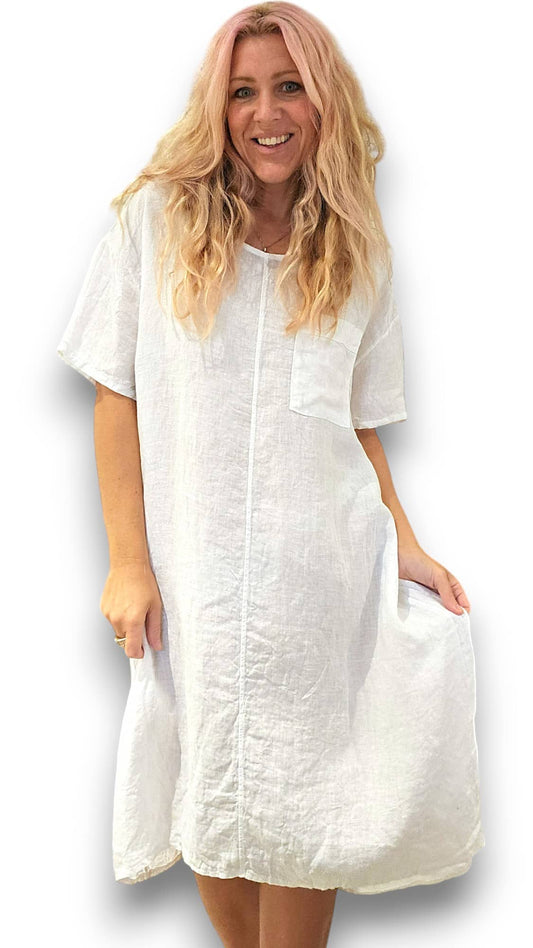 White Plain Easy Peasy T-Shape Dress