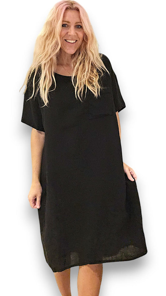 Black Plain Easy Peasy T-Shape Dress