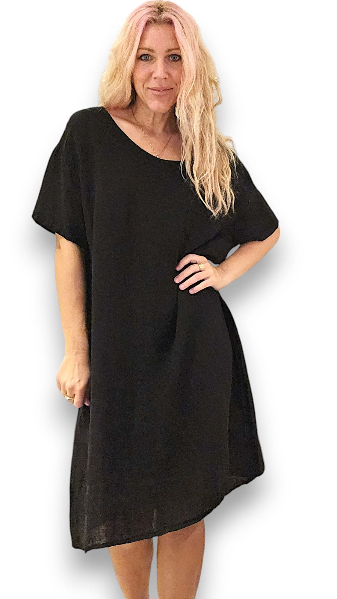 Black Plain Easy Peasy T-Shape Dress