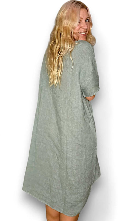 Pale Sage Plain Easy Peasy T-Shape Dress