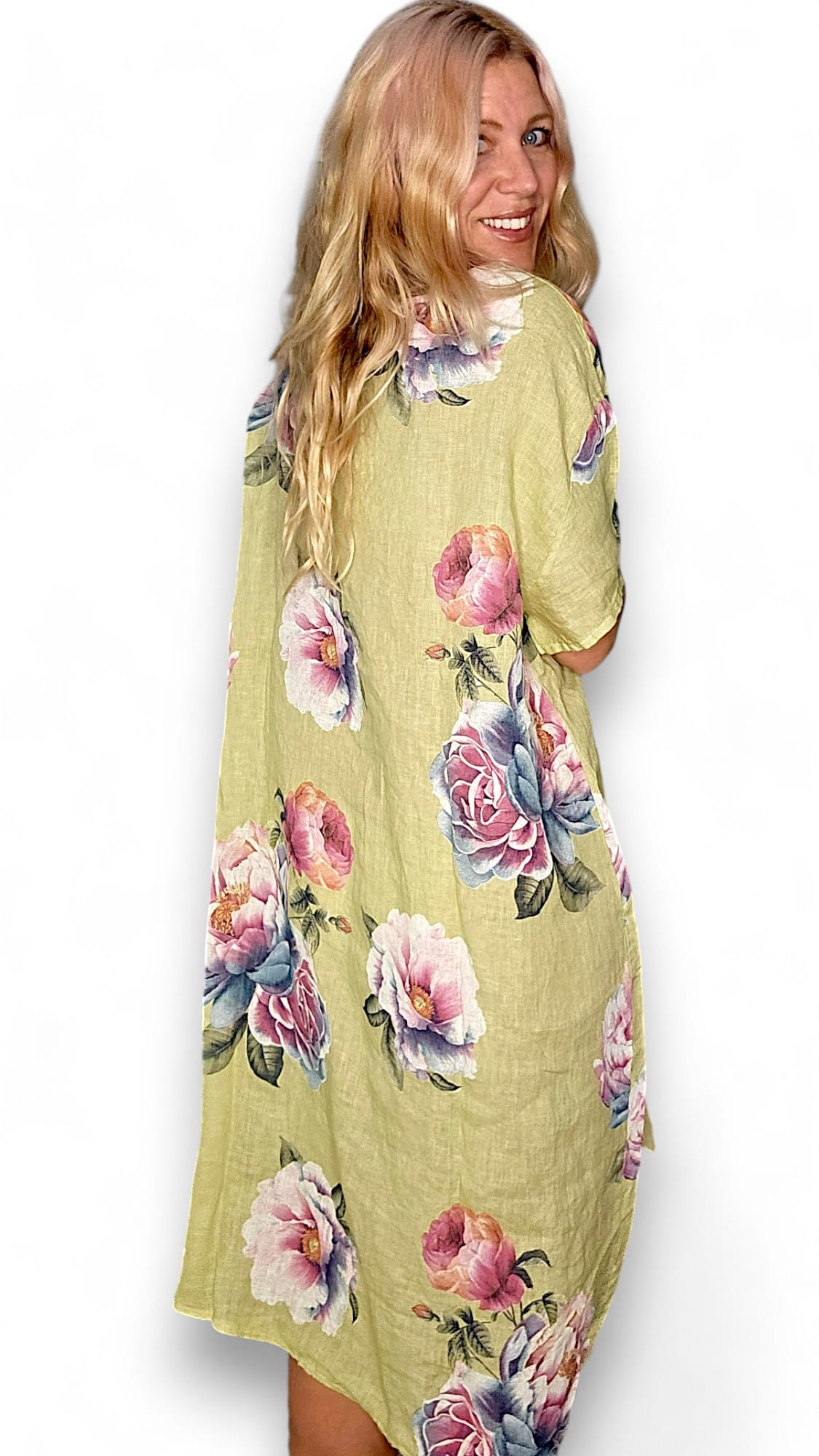 Lime Ombre Peony Easy Peasy T-Shape Dress