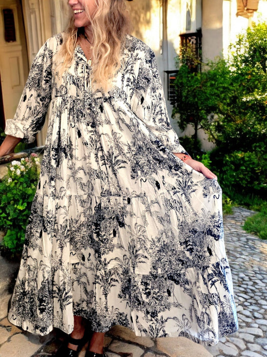 IDA IVY Boheme Maxi/Blk/Wht Toille
