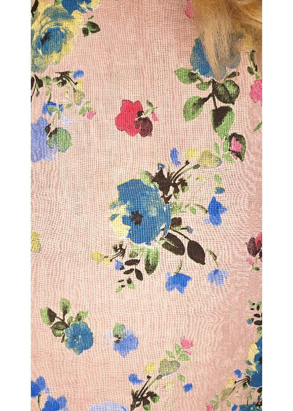 Baby Pink Fresia Rose V-neck Miranda Tee