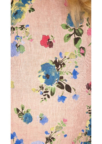 Baby Pink Fresia Rose V-neck Miranda Tee