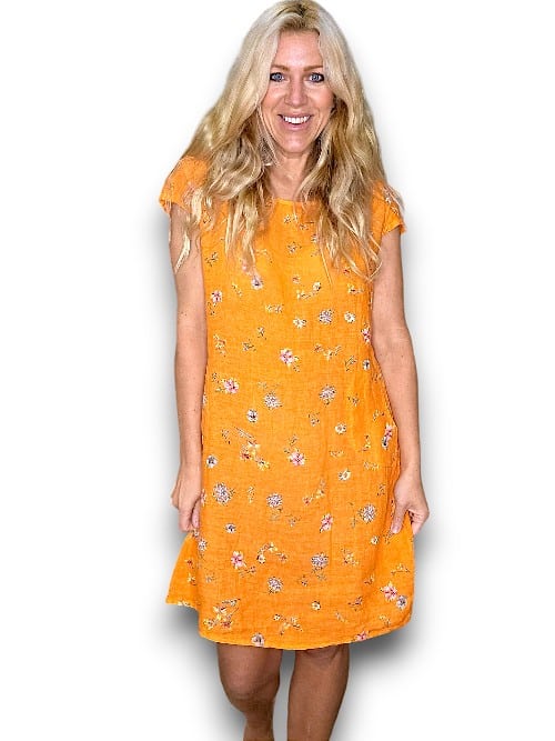 Bright Orange Windy Bloom Kennedy Dress