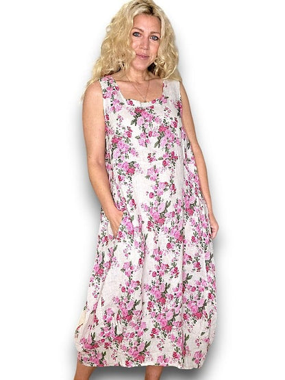 Beige Far Away Rose Tank Dress