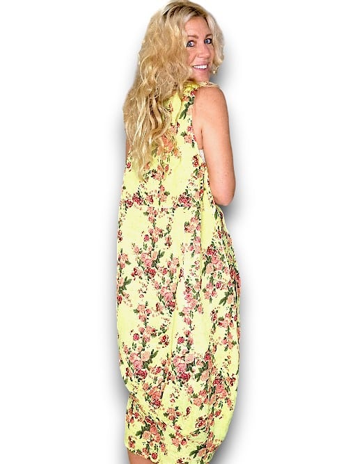 Neon Yellow Far Away Rose Tank Dress