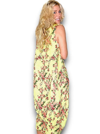 Neon Yellow Far Away Rose Tank Dress
