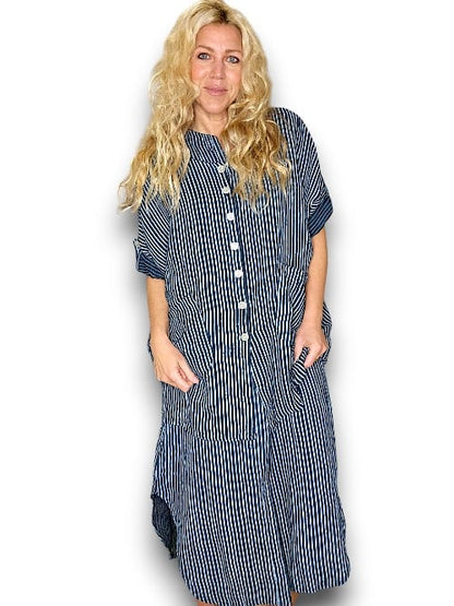 Dark Jade Stripe Pearl Buttons Shirt with Pockets