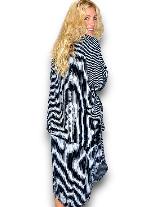Dark Jade Stripe Pearl Buttons Shirt with Pockets