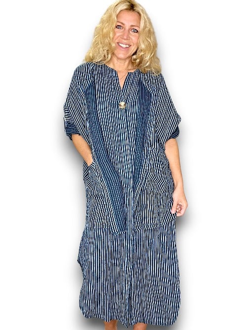 Dark Jade Stripe Pearl Buttons Shirt with Pockets
