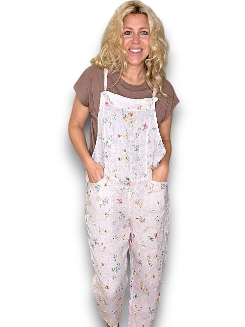 Blush Pink Windy Bloom Tie it your way-Linen Jumpsuit