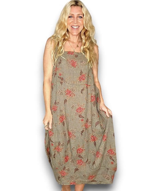 Dark Mocha Red Rose Tank Dress