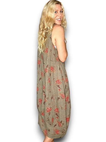Dark Mocha Red Rose Tank Dress