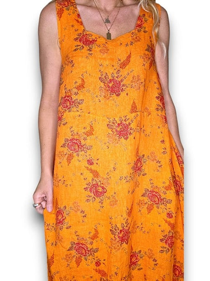 Orange Red Rose Tank Dress