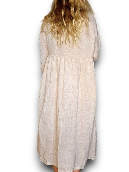 Beige Maxi Button Shirt Dress