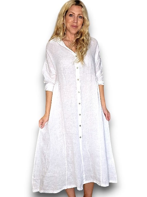 White Maxi Button Shirt Dress