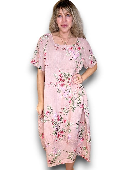 Baby Pink Lingonberry Mid Sleeve Maxi Dress