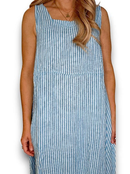 Light Blue Stripe Maxi Tank Dress